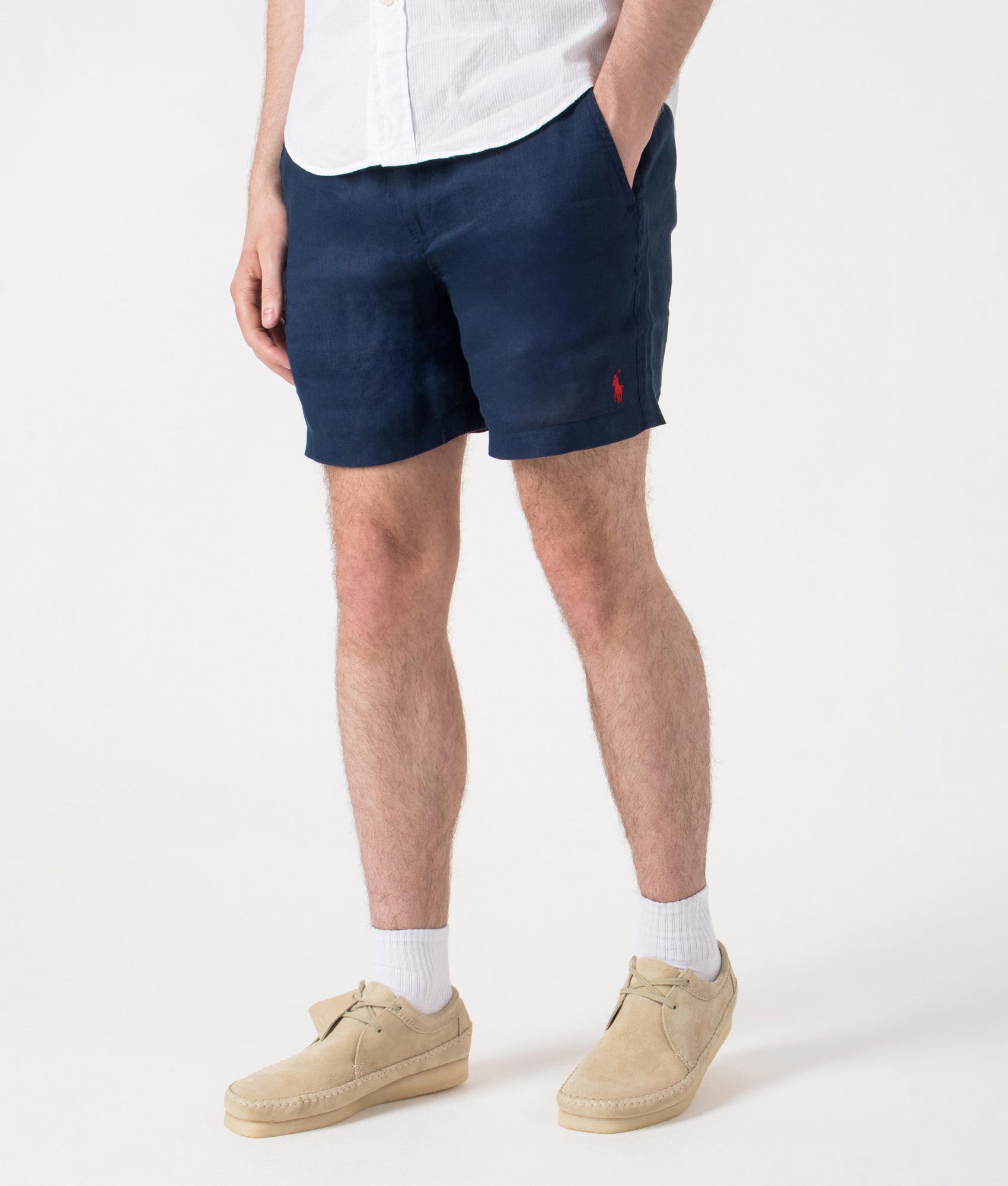 6-Inch Polo Prepster Linen Shorts. Shot by EQVVS. Angled front shot.
