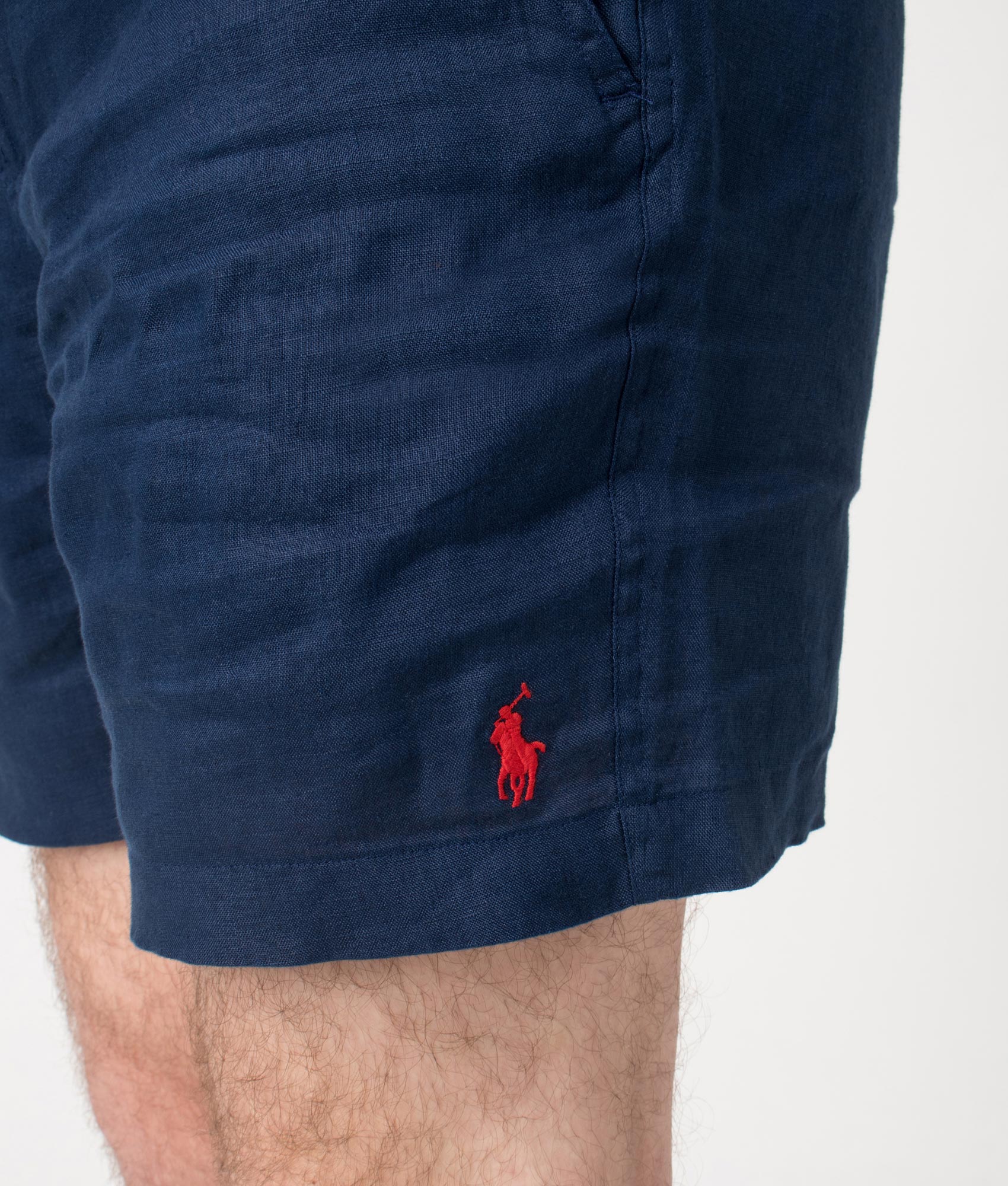 6-Inch Polo Prepster Linen Shorts. Shot by EQVVS. Detail shot.