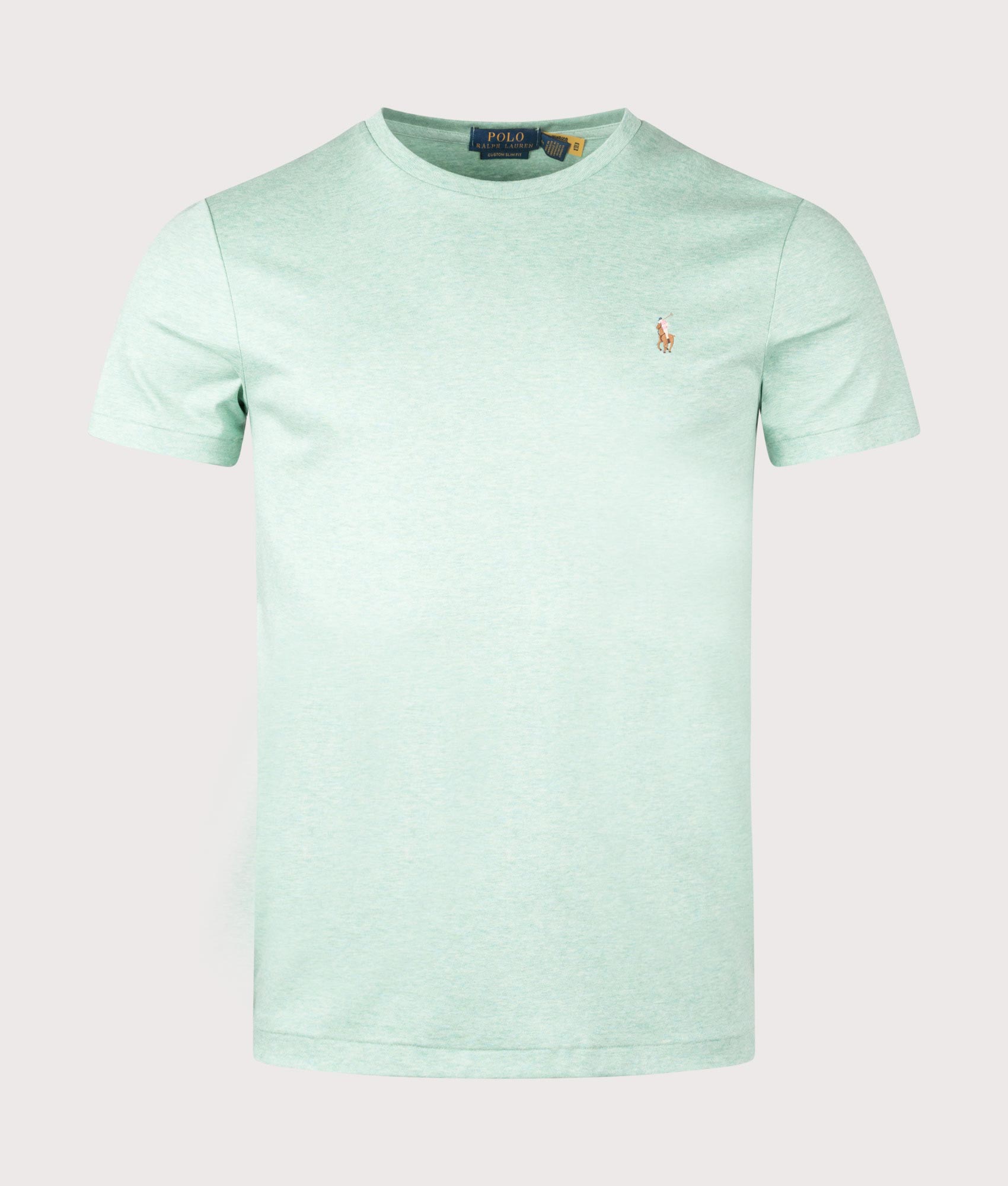 Polo Ralph Lauren Custom Slim Fit Pima T-Shirt in Celadon at EQVVS Menswear. Front shot.