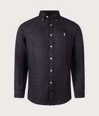 Custom Fit Linen Shirt: 019 Polo Black 