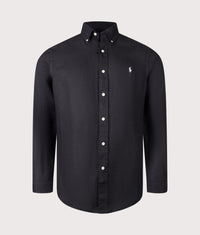 Custom Fit Linen Shirt: 019 Polo Black 