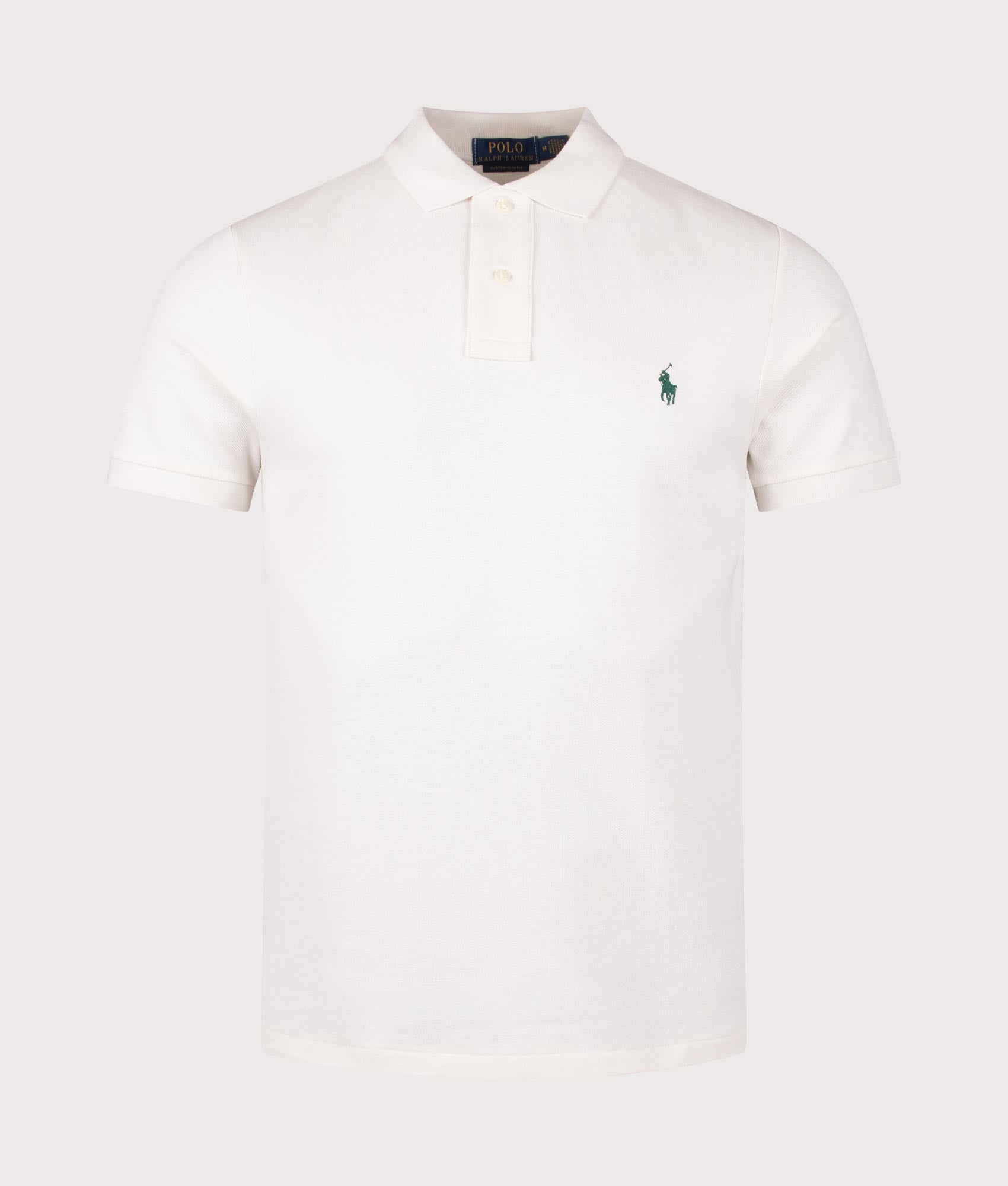 Polo Ralph Lauren Custom Slim Fit Mesh Polo Shirt in Antique Cream. EQVVS Front Shot.
