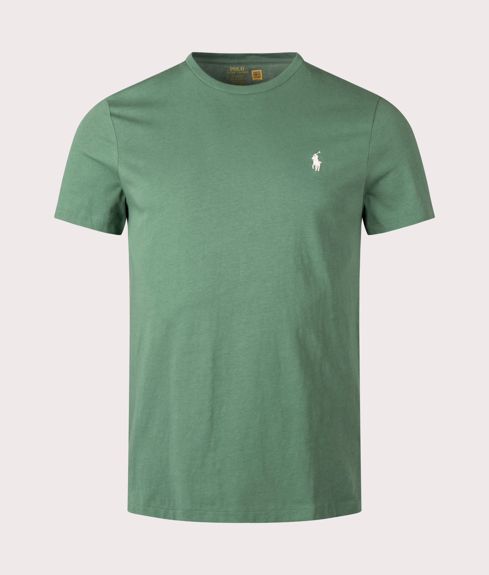 Polo Ralph Lauren Custom Slim Fit Jersey T-Shirt in Antique Green at EQVVS Menswear. Front shot.