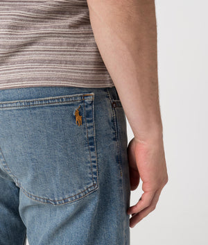 Hampton Relaxed Straight Stretch Jeans by Polo Ralph Lauren in Dixon Stretch. Shot by EQVVS. Back detail shot.