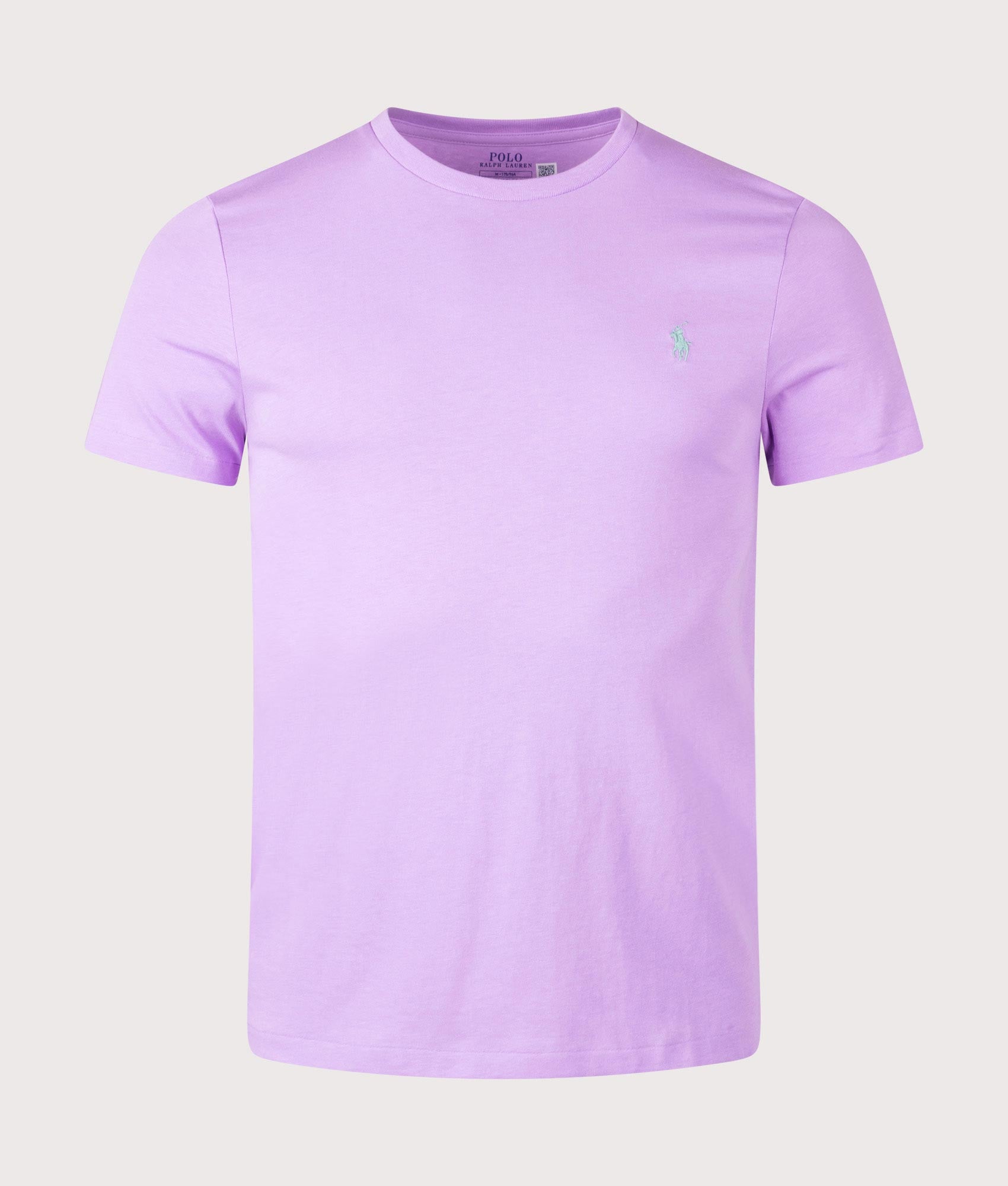 Polo Ralph Lauren Custom Slim Fit Jersey T-Shirt in Light Lilac, 100% cotton at EQVVS. Front shot. 