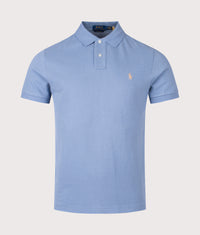 Custom Slim Fit Mesh Polo Shirt: 430 Channel Blue 