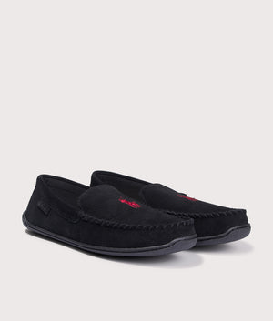 Brenan Suede Slippers in Black/Wine PP | Polo Ralph Lauren | EQVVS | Front angle shot 