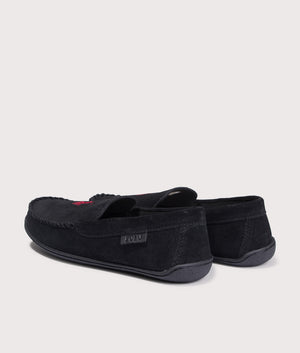 Brenan Suede Slippers in Black/Wine PP | Polo Ralph Lauren | EQVVS | Back angle shot