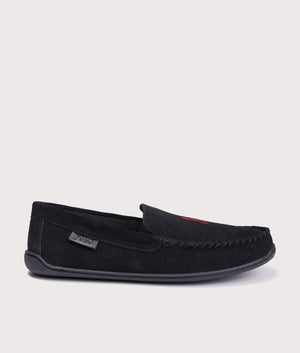 Brenan Suede Slippers in Black/Wine PP | Polo Ralph Lauren | EQVVS | Side shot 