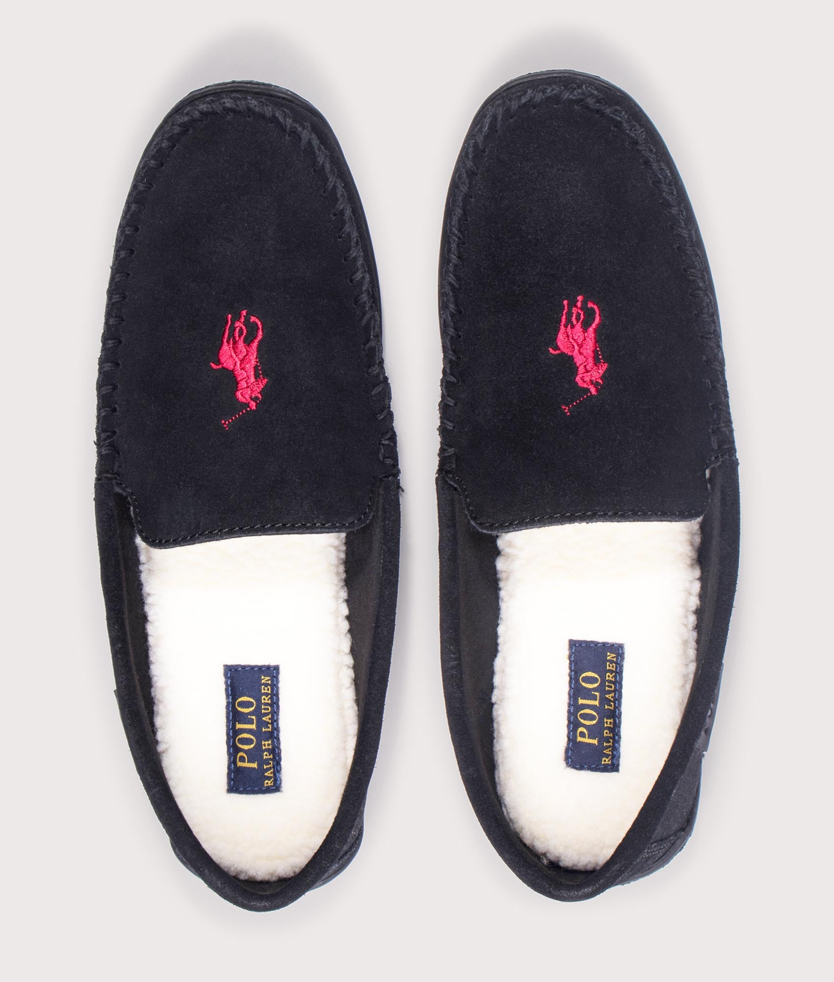 Brenan Suede Slippers in Black/Wine PP | Polo Ralph Lauren | EQVVS | Top shot