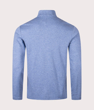 Jaquard Quarter Zip Sweatshirt in Lattice Blue Heather. Cotton-blend | Polo Ralph Lauren | Shot at EQVVS | Back shot 