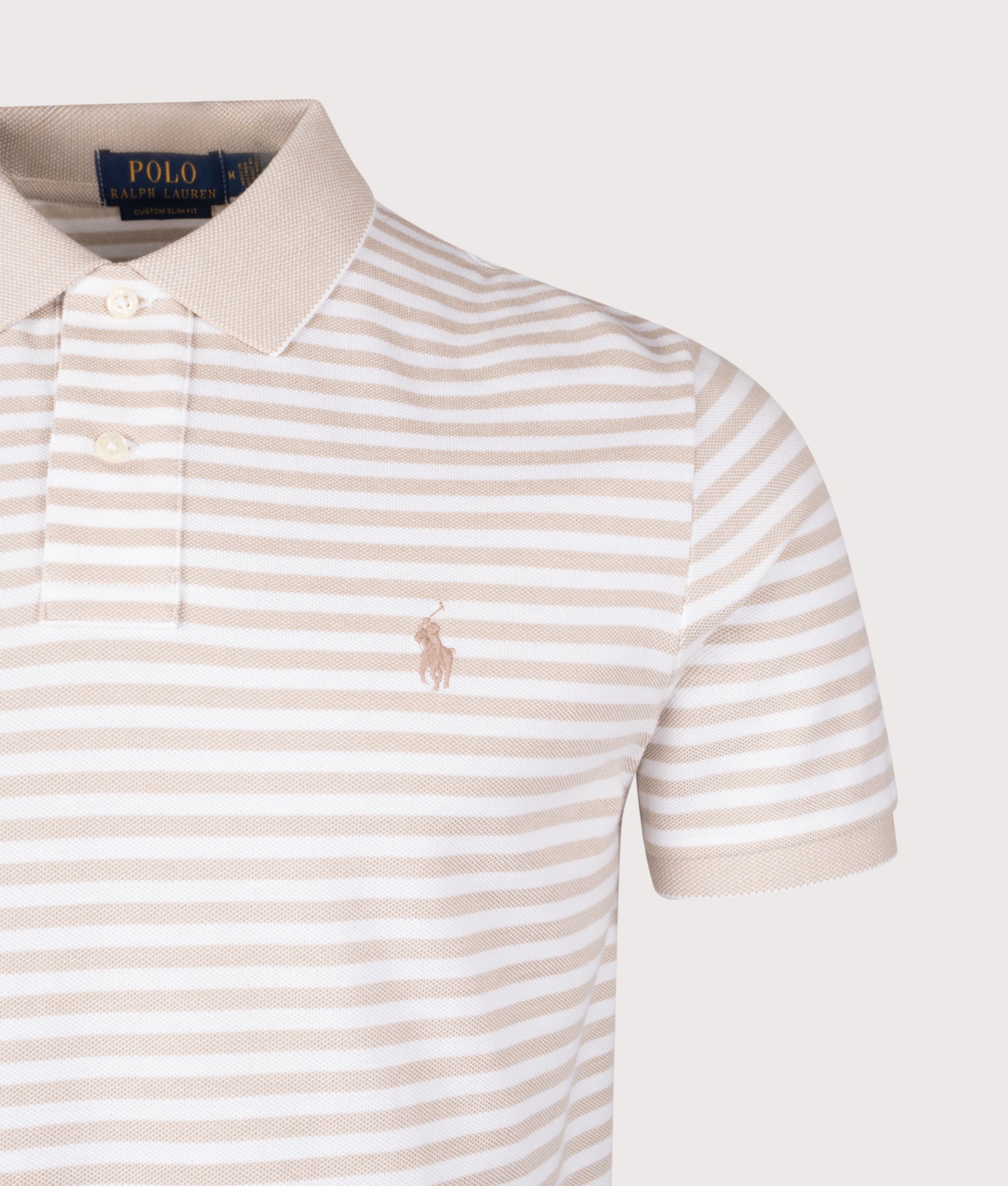 Custom Slim Fit Striped Mesh Polo Shirt. Shot by EQVVS. Detail shot.