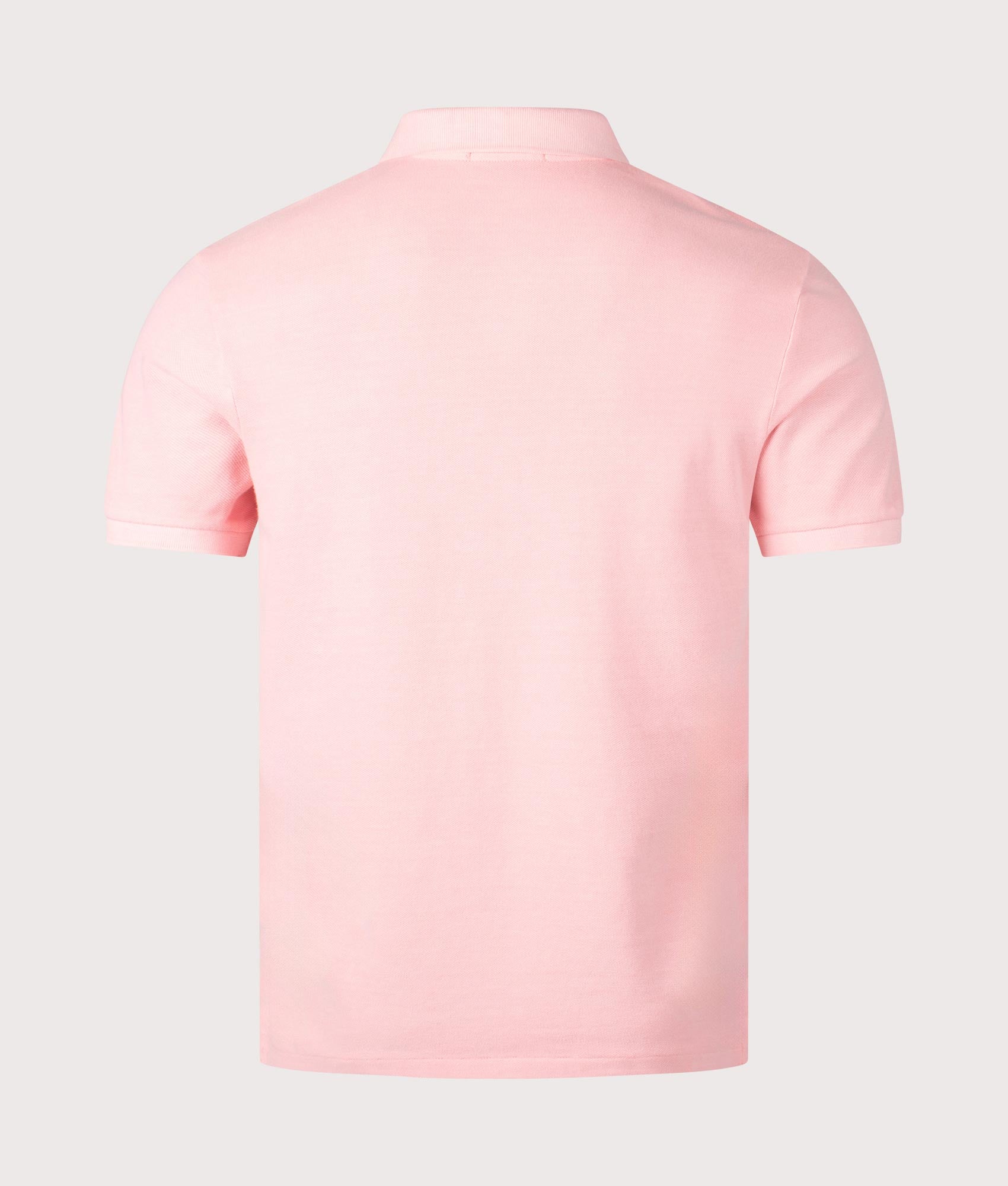 Polo Ralph Lauren Custom Slim Fit Mineral-Dyed Mesh Polo Shirt in Rose. Shot at EQVVS. Back shot 