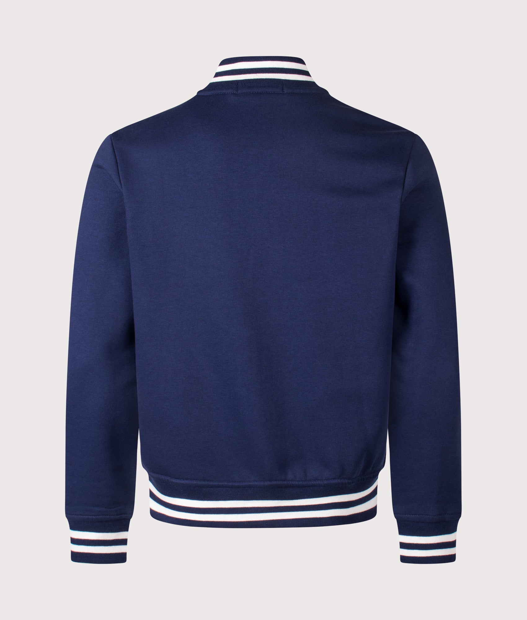 Logo Baseball Jacket by Polo Ralph Lauren in Newport Navy. Shot by EQVVS. Back shot.