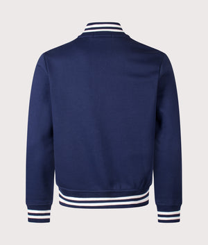 Logo Baseball Jacket by Polo Ralph Lauren in Newport Navy. Shot by EQVVS. Back shot.