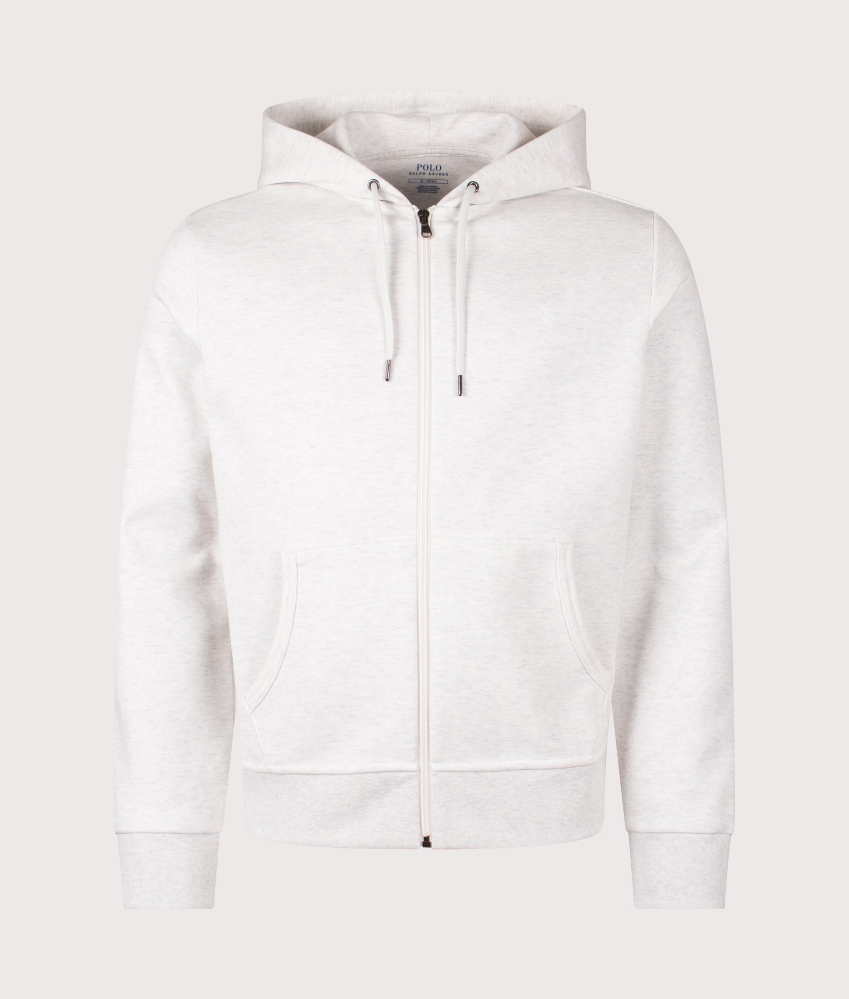 Polo Ralph Lauren Zip Through Double Knit Hoodie in Soho Heather . Shot at EQVVS. Front shot 