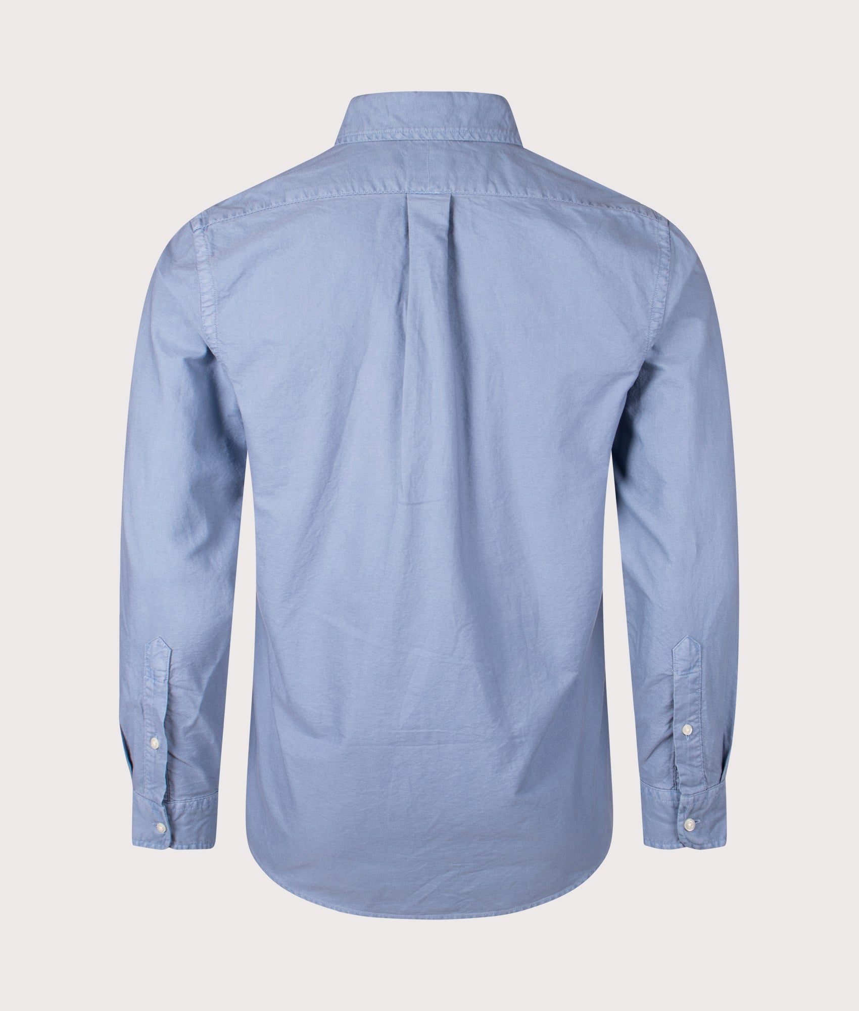 Custom Fit Garment-Dyed Oxford Shirt. Shot by EQVVS. Back shot.