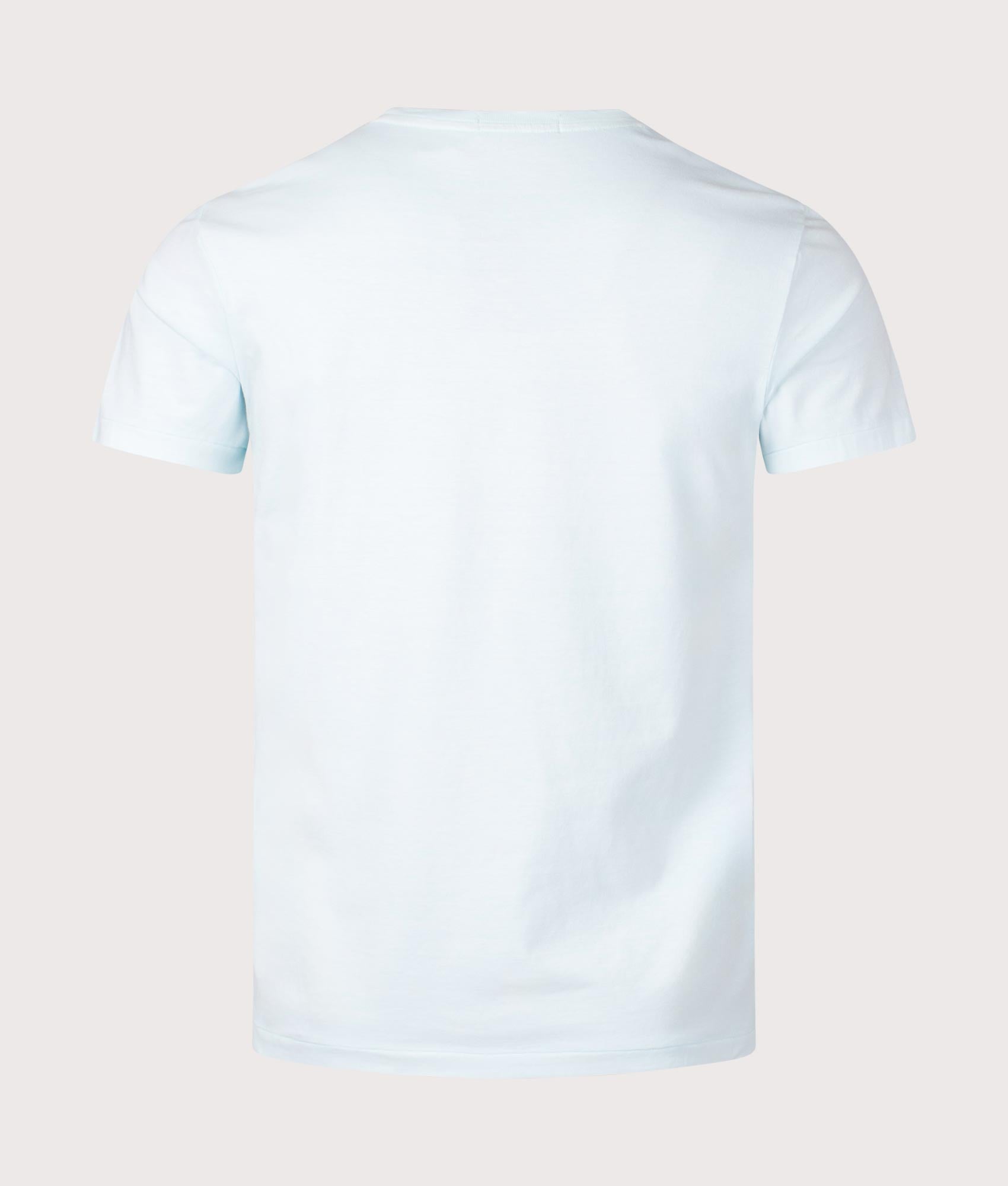 Polo Ralph Lauren Custom Slim Mineral-Dyed Pocket T-Shirt in Sky. Shot at EQVVS. Back shot 