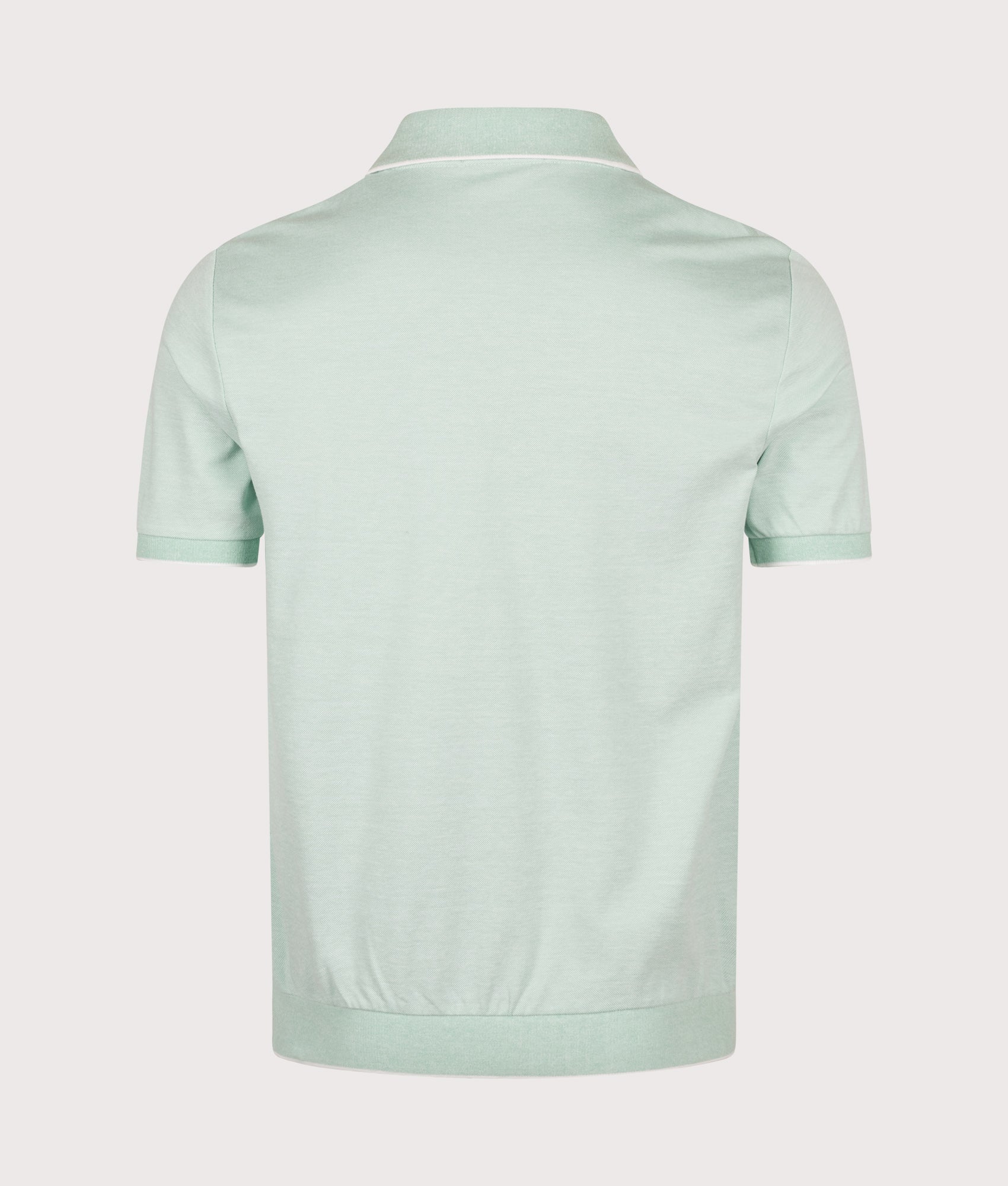 Polo Ralph Lauren summer Jacquard Mesh Polo Shirt in Celadon and White at EQVVS Menswear. Back shot.