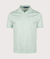 Jacquard Mesh Polo Shirt: 003 Celadon/White 