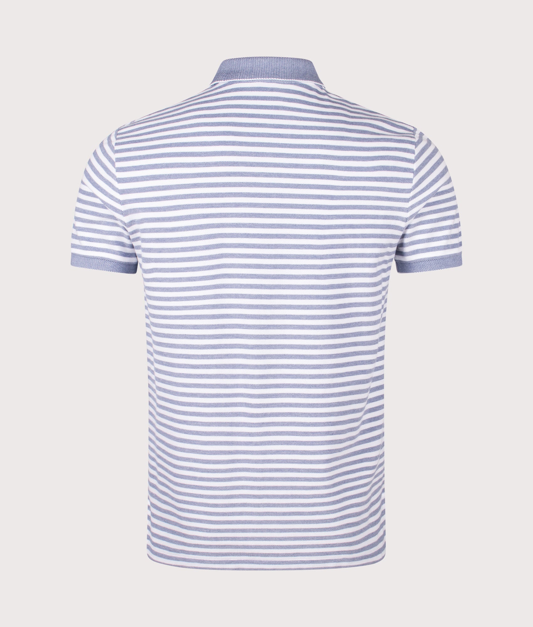 Custom Slim Fit Striped Mesh Polo Shirt in Earth Blue/White | 100% Cotton | Polo Ralph Lauren | EQVVS | Back shot 