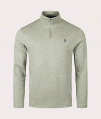Jaquard Quarter Zip Sweatshirt: 007 Greenery Heather 