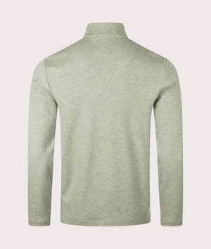 Jaquard Quarter Zip Sweatshirt in Greenery Heather. Cotton-blend | Polo Ralph Lauren | Shot at EQVVS | Back shot 