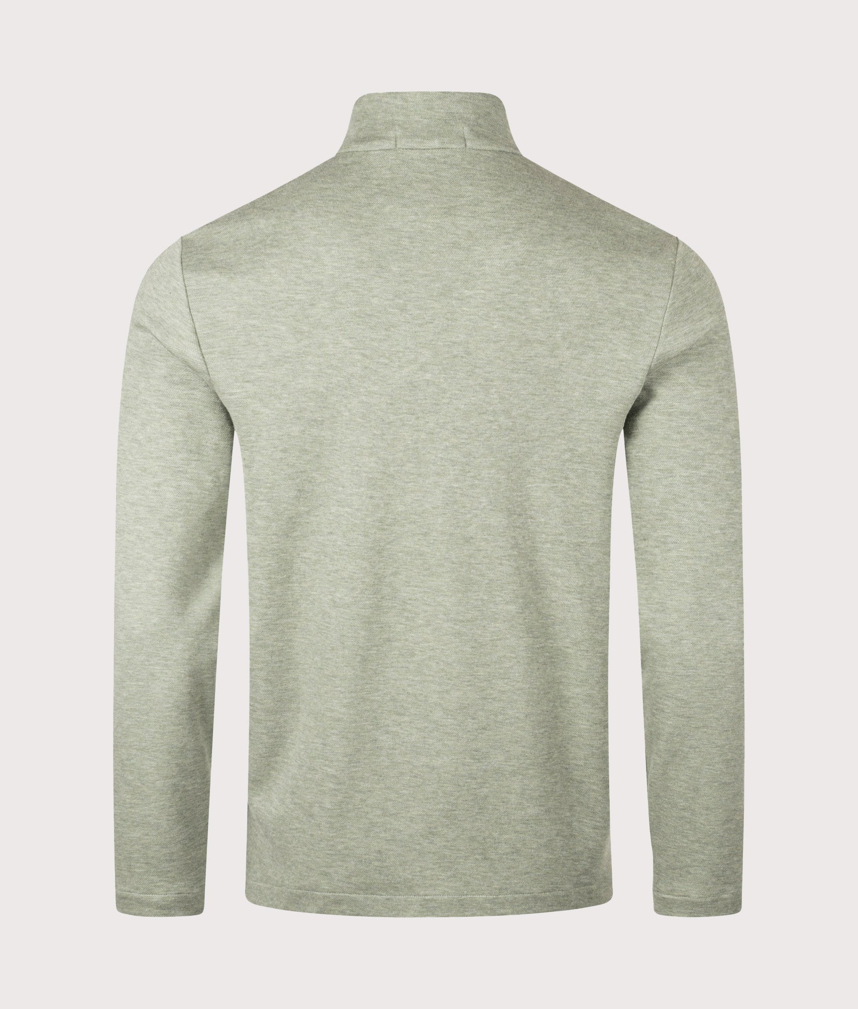 Polo Ralph Lauren Jacquard Quarter Zip Sweatshirt in Greenery Heather at EQVVS Menswear. Back shot.