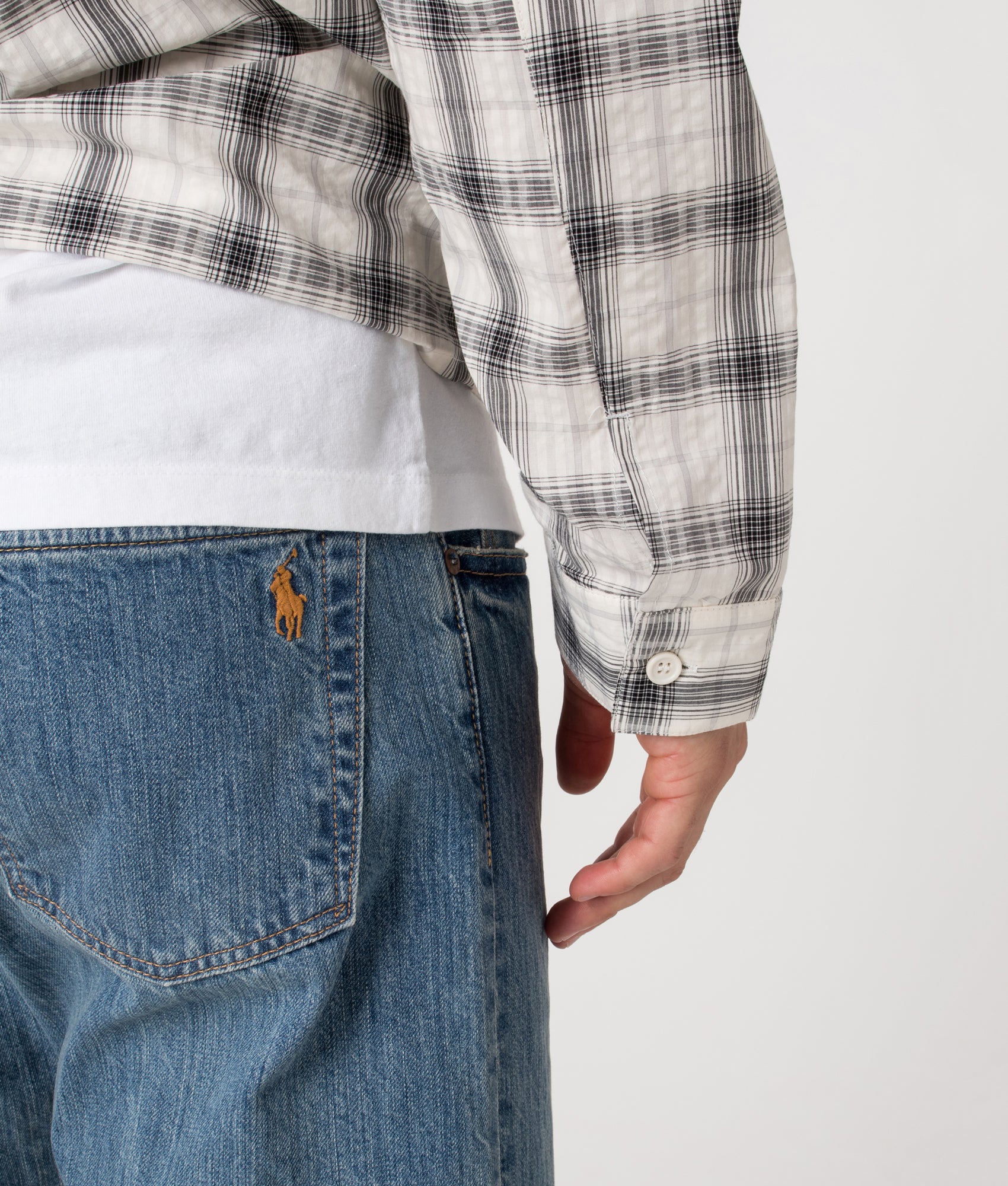 Straight Fit Hampton Jeans by Polo Ralph Lauren in Stanton Wash. Shot by EQVVS. Back detail shot.