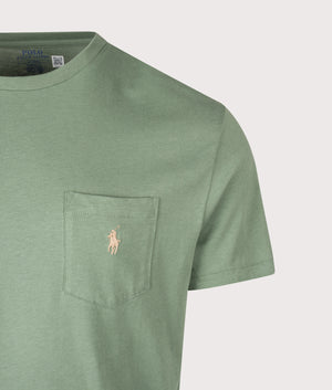 Classic Fit Jersey Pocket T-Shirt in Fatigue. | 100% Cotton | Polo Ralph Lauren | Shot at EQVVS | Front detail shot 