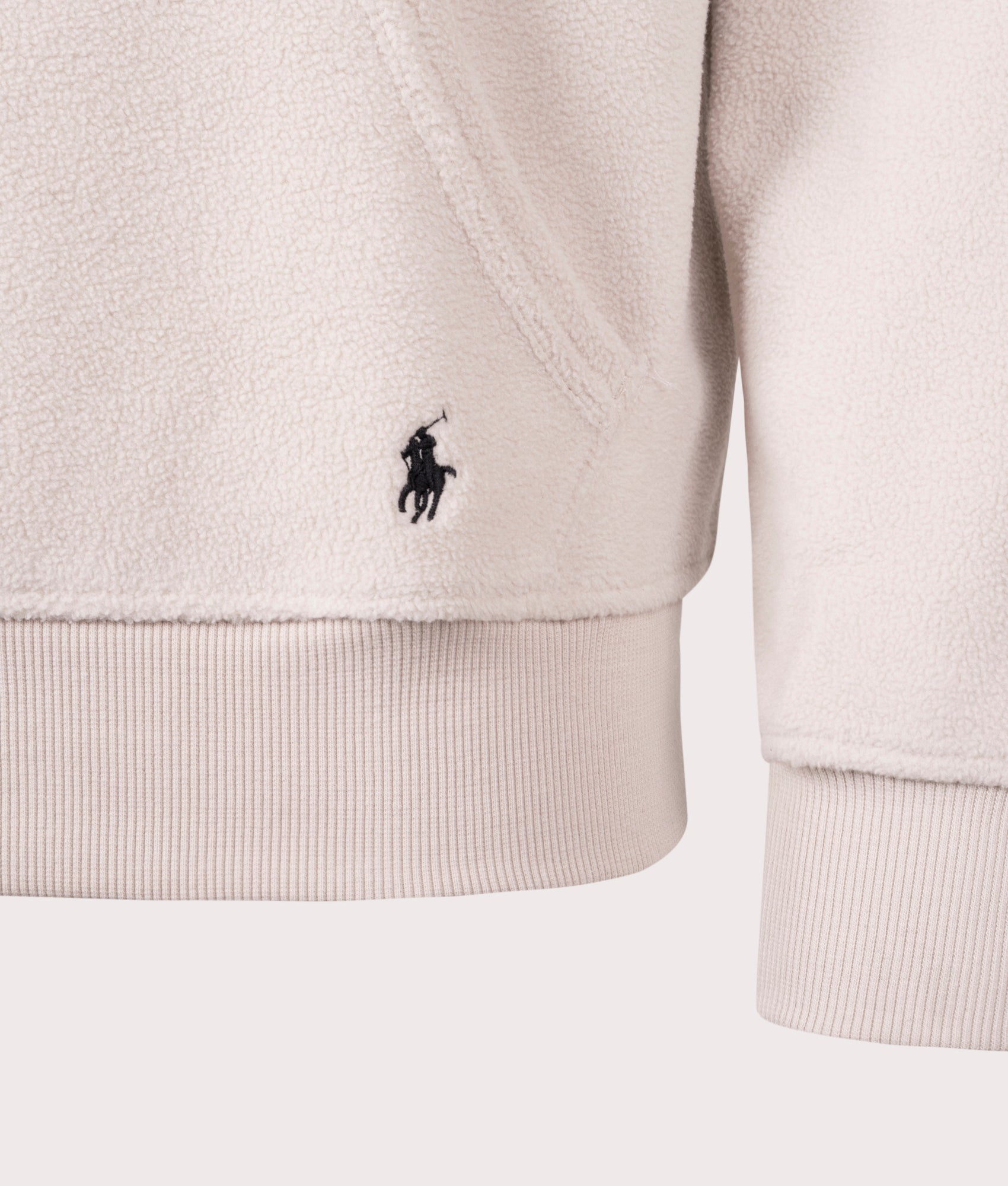 Brushed Fleece Loungewear Hoodie in Khaki Stone | Polo Ralph Lauren | EQVVS | Front detail shot 