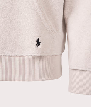 Brushed Fleece Loungewear Hoodie in Khaki Stone | Polo Ralph Lauren | EQVVS | Front detail shot 