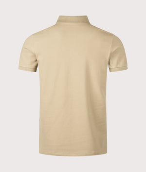 Custom Slim Fit Stretch Mesh Polo Shirt by Polo Ralph Lauren in Classic Khaki. Shot by EQVVS. Back shot.