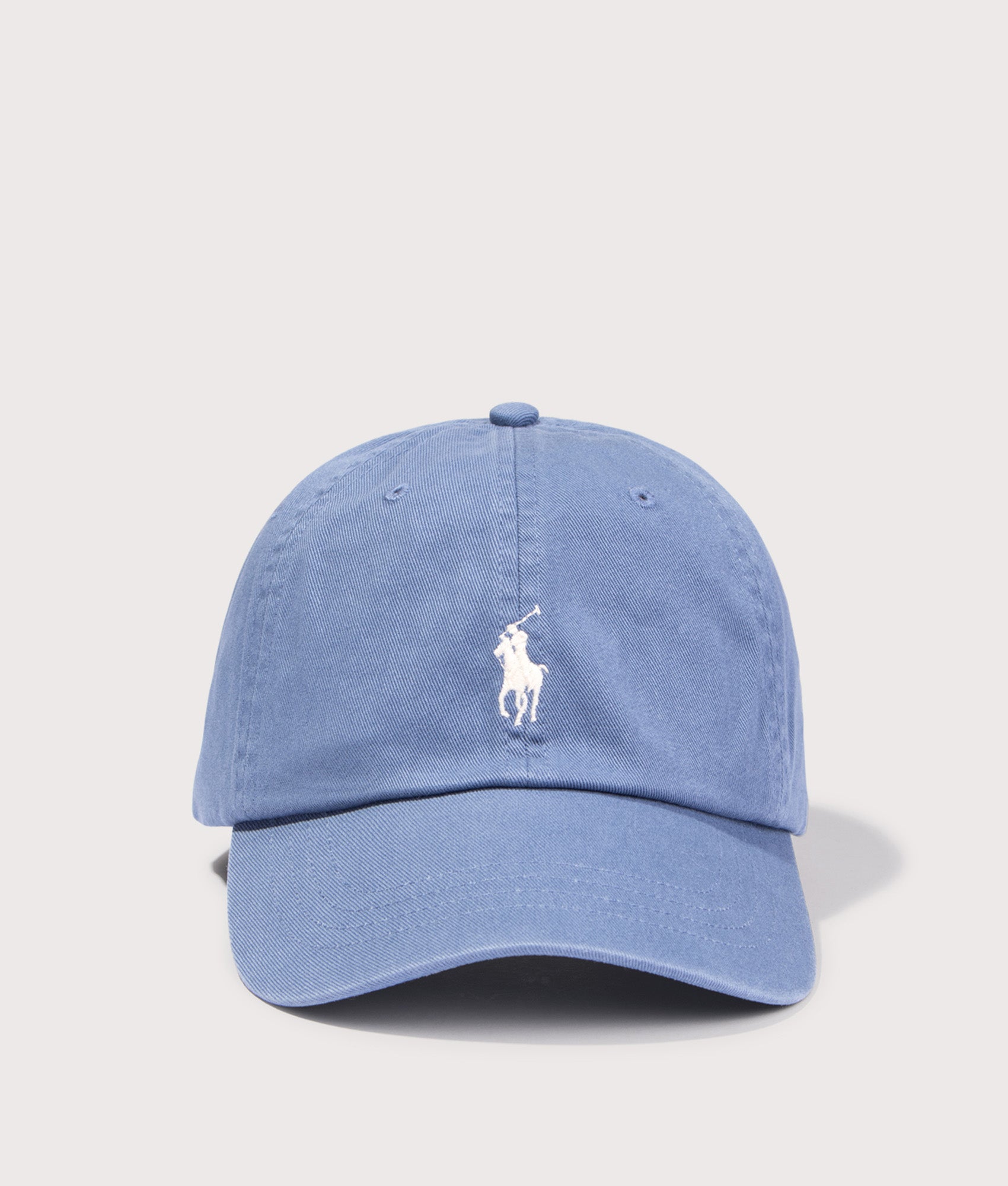 Cotton Chino Baseball Cap in Capri Blue. 100% Cotton |  Polo Ralph Lauren  | Shot at EQVVS | Front shot 