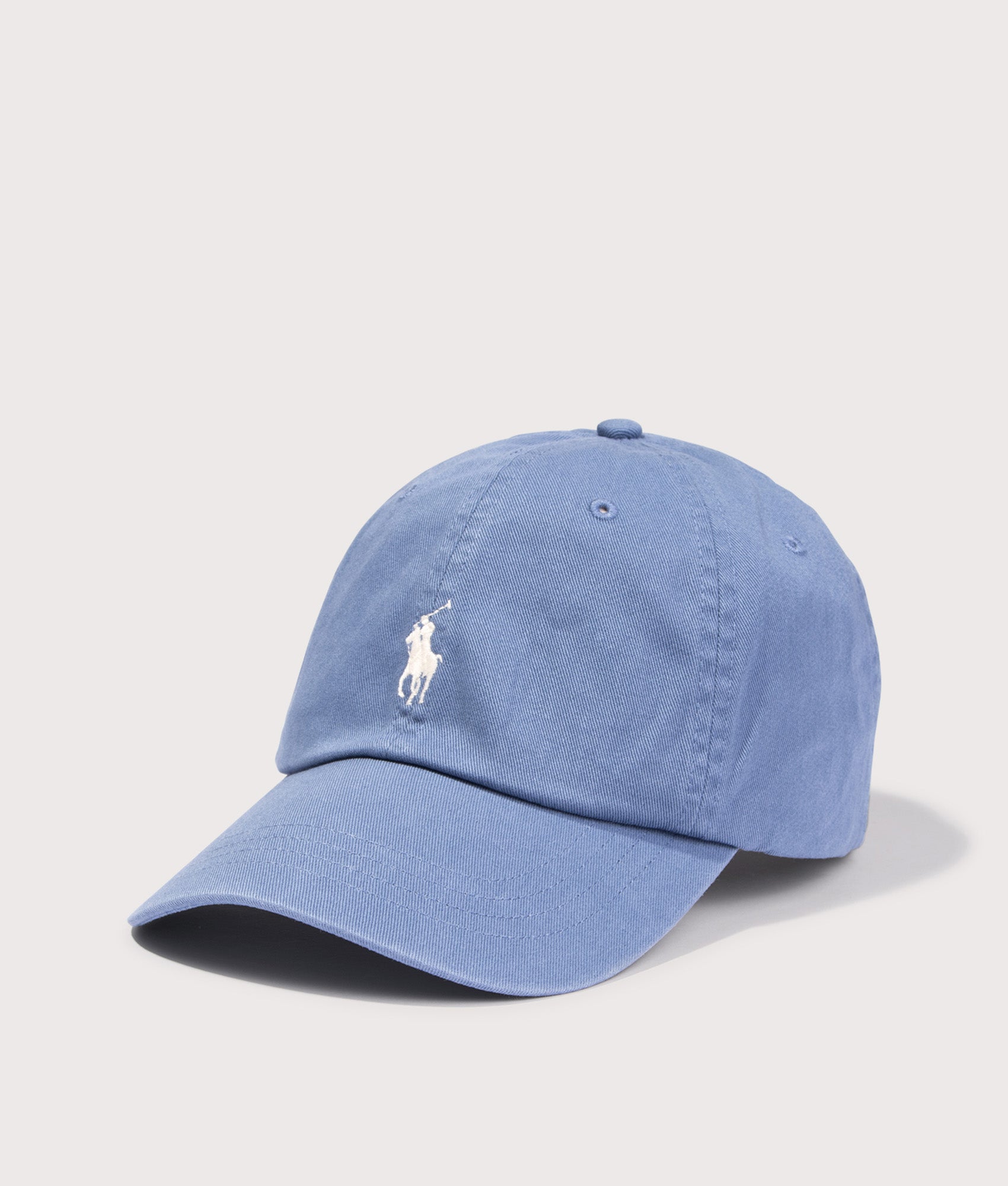 Cotton Chino Baseball Cap in Capri Blue. 100% Cotton |  Polo Ralph Lauren  | Shot at EQVVS | Front angle shot 