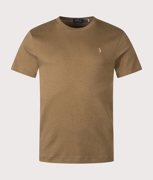 Custom Slim Fit Pima T-Shirt by Polo Ralph Lauren in Nature Brown. Shot by EQVVS. Front shot.