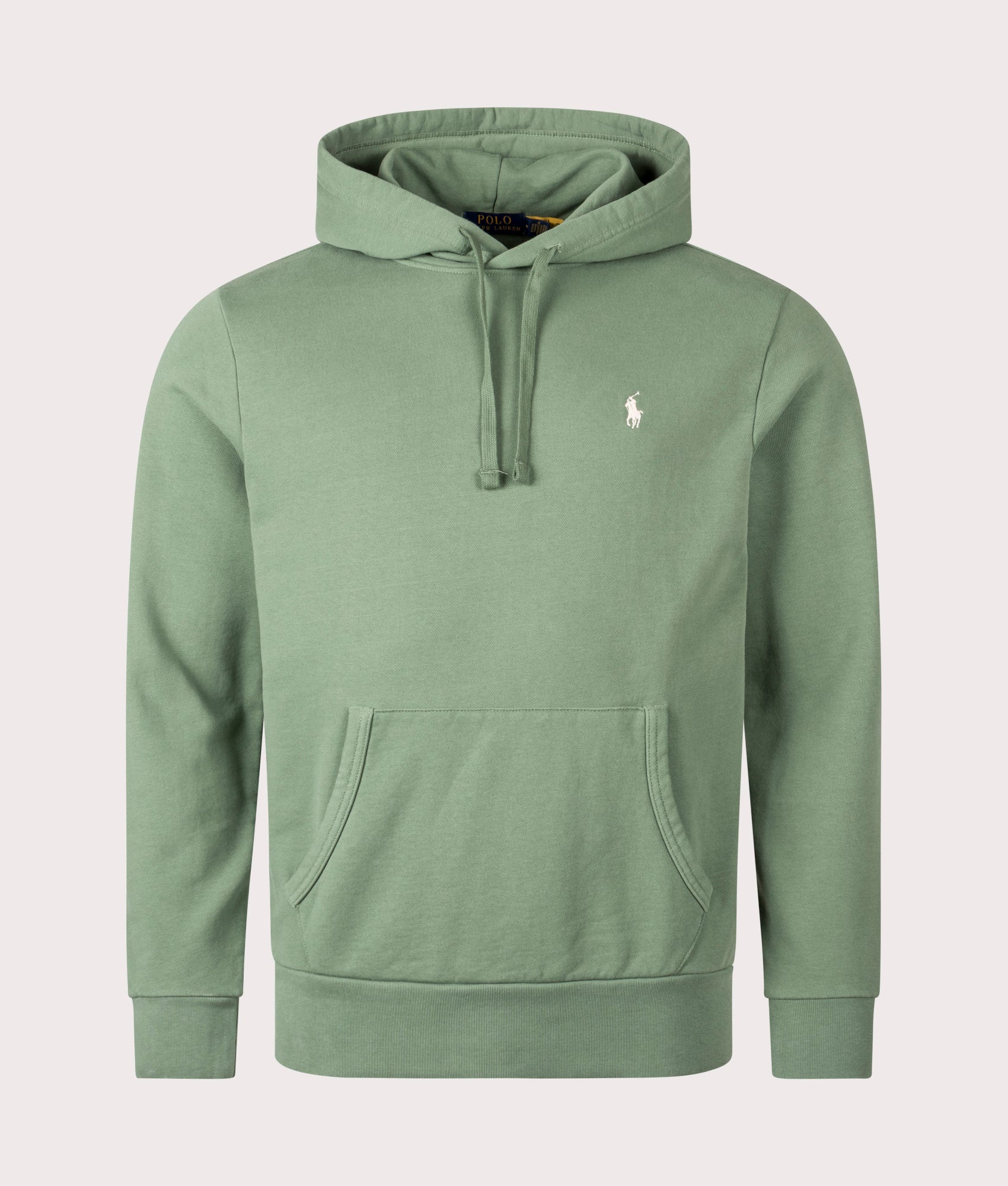 Loopback Fleece Hoodie by Polo Ralph Lauren in Fatigue. Shot by EQVVS. Front shot.