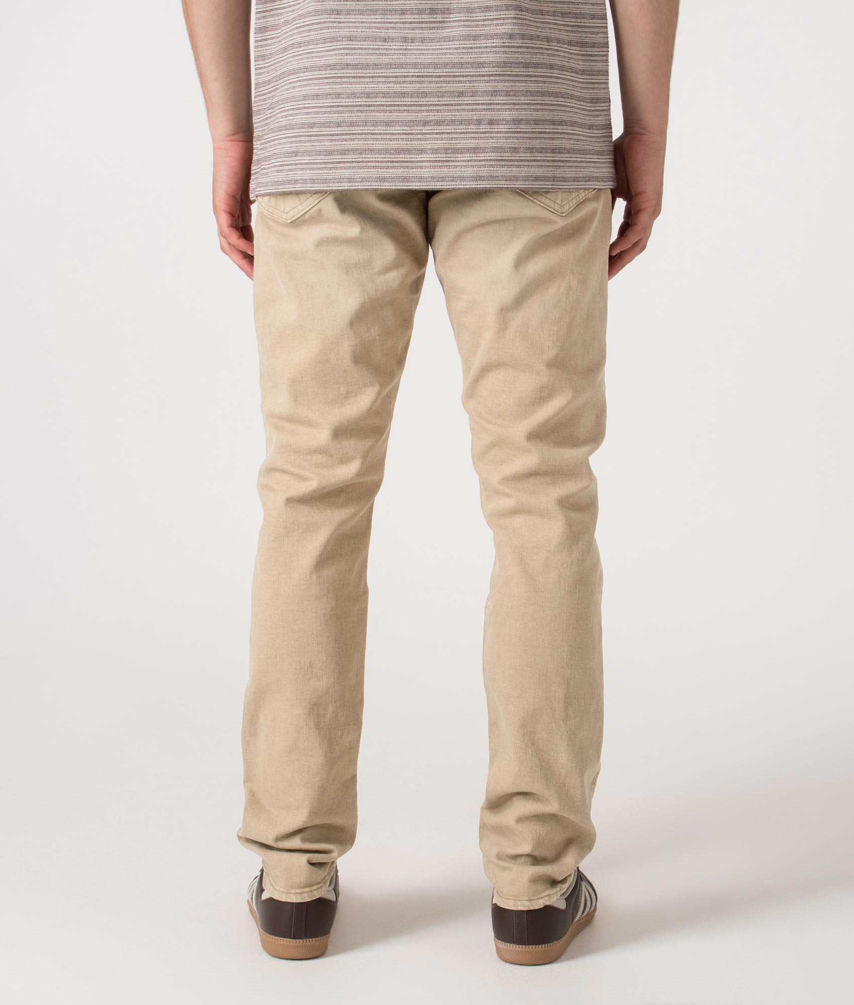 Slim Fit Sulliivan Strecth Jeans by Polo Ralph Lauren in Khaki Hill. /shot by EQVVS. Back Shot.