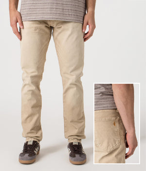 Slim Fit Sulliivan Strecth Jeans by Polo Ralph Lauren in Khaki Hill. /shot by EQVVS. Front & Back Detail Shot.