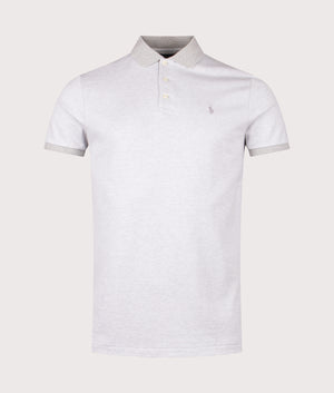 Custom Slim Fit Houndstooth Polo Shirt in Spring Heather/White. | 100% Cotton | Polo Ralph Lauren | Shot at EQVVS | Front shot 