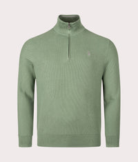Quarter Zip Contrast Logo Knit Jumper: 522 Fatigue 