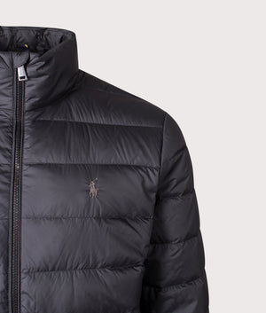 Colden Packable Matte Jacket in Polo Black. | Polo Ralph Lauren | EQVVS | Front detail shot 