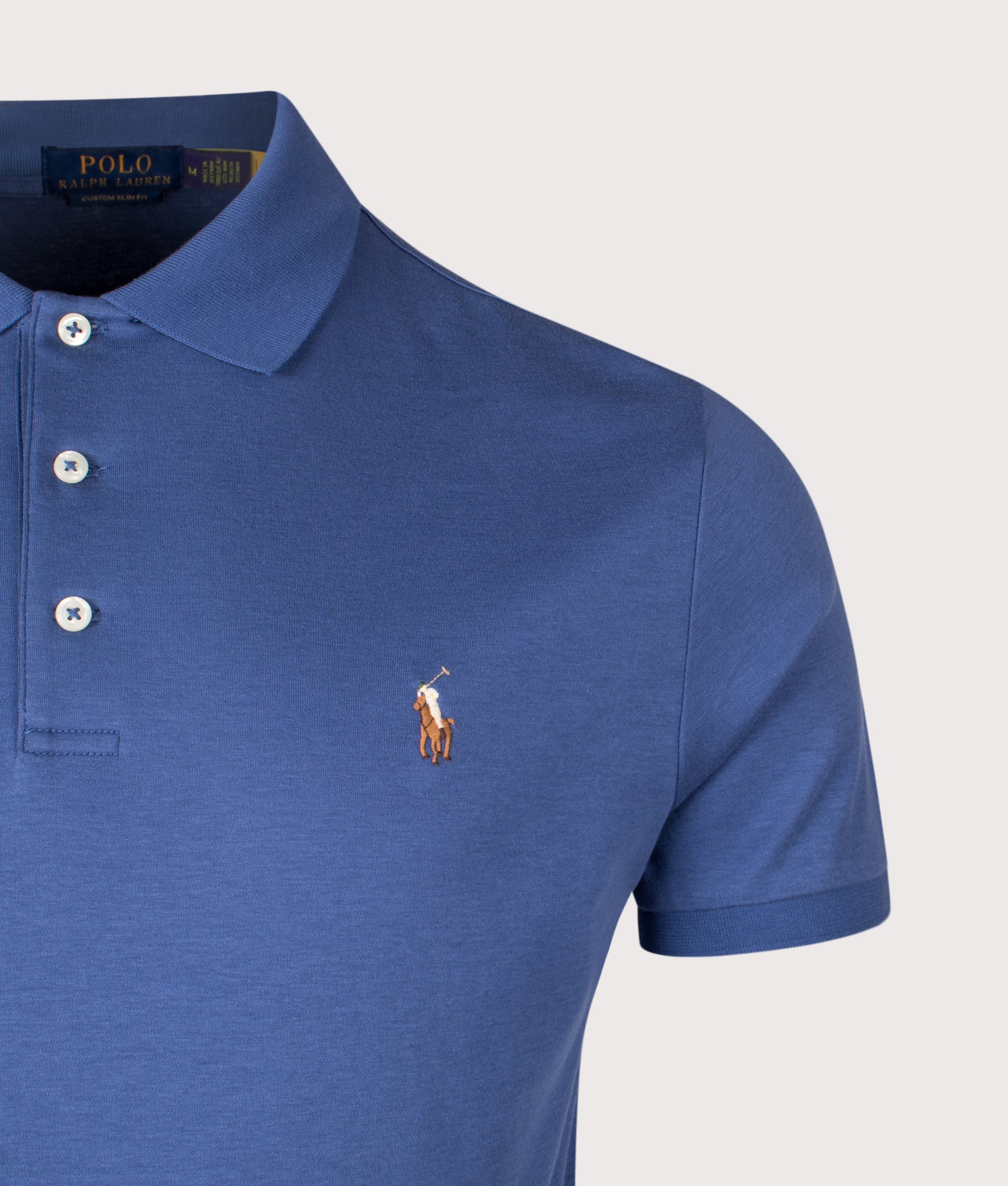 Custom Slim Fit Soft Cotton Polo Shirt. Shot by EQVVS. Detail shot.