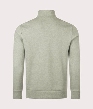 Double Knit Mesh Quarter Zip Sweatshirt in Greenery Heather . Cotton-blend | Polo Ralph Lauren | Shot at EQVVS | Back shot 