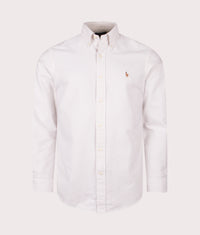 Custom Fit Striped Oxford Shirt: 007 Coastal Beige/White 