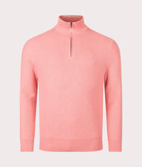Quarter Zip Contrast Logo Knit Jumper: 521 Desert Rose 