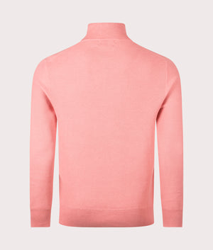 Quarter Zip Contrast Logo Knit Jumper in Desert Rose. 100% cotton  | Polo Ralph Lauren | Shot at EQVVS | Back shot 