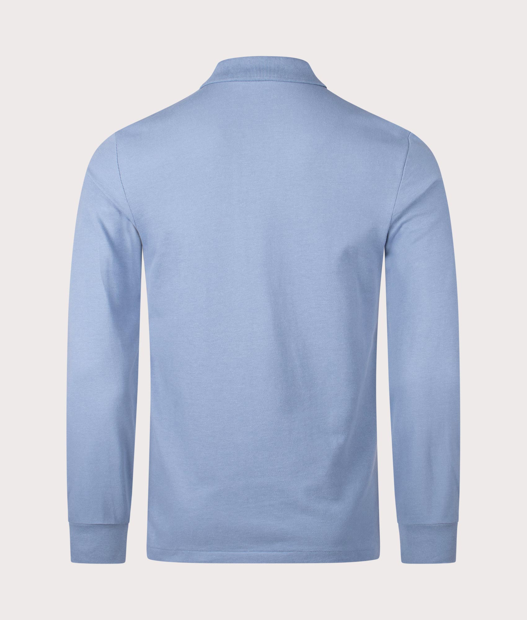 Custom Slim Fit Long Sleeve Polo Shirt in Channel Blue. 100% Cotton | Polo Ralph Lauren | Shot at EQVVS | Back shot 