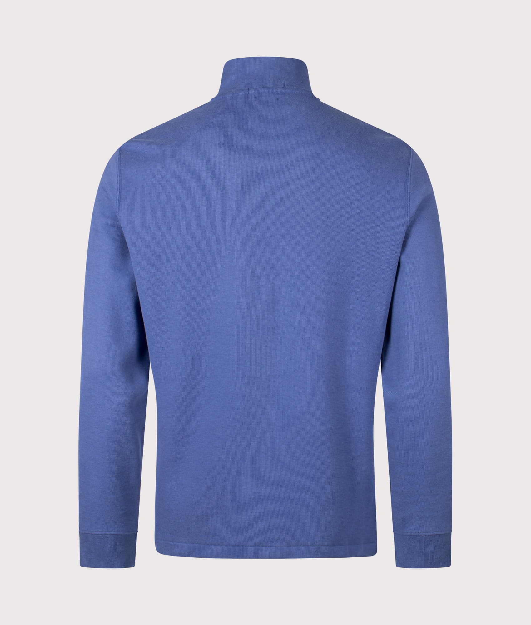 Polo Ralph Lauren Estate Rib Quarter Zip Knit in Old Royal Blue at EQVVS Menswear. Back shot.