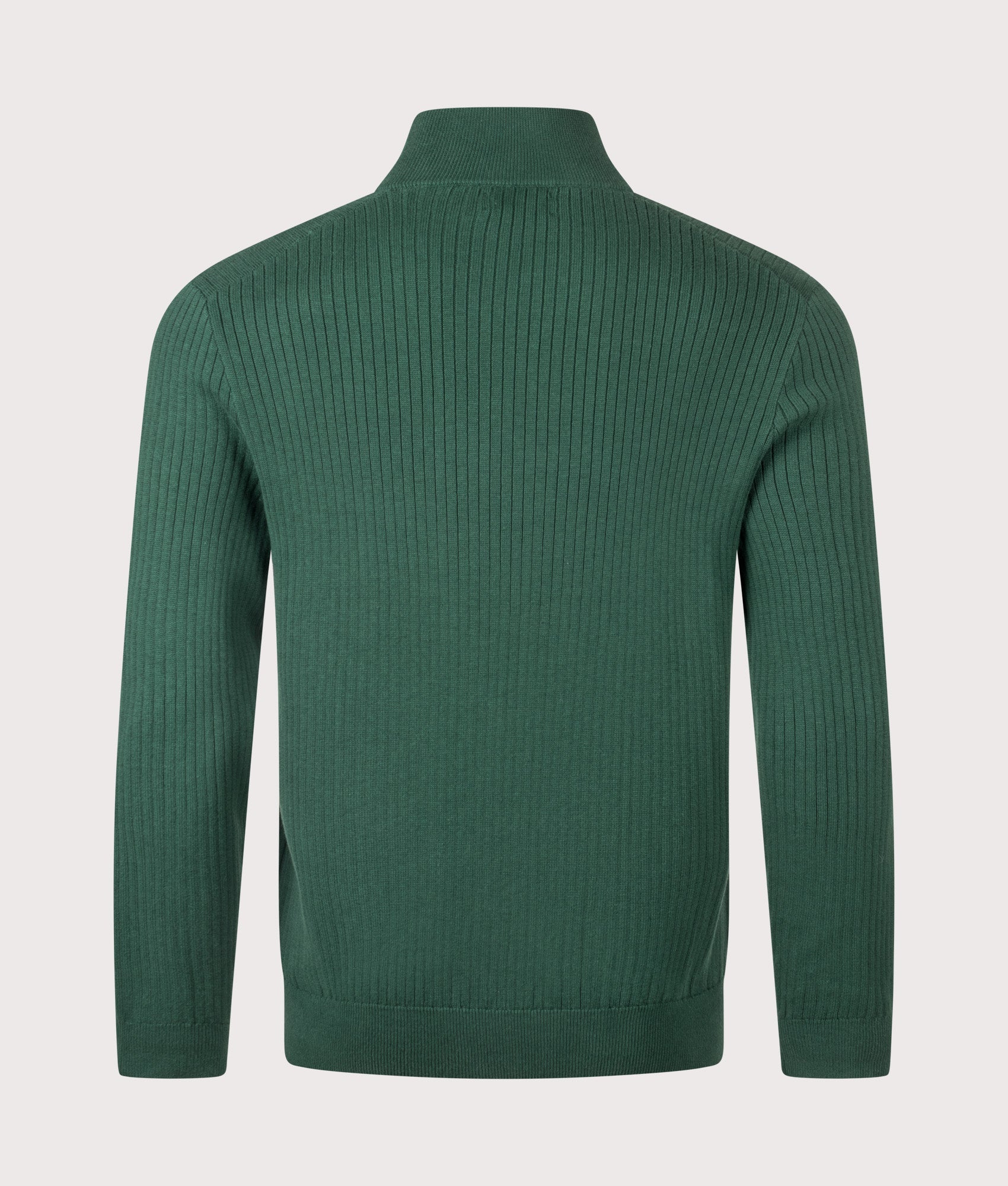 Polo Ralph Lauren Rib-Knit Cotton Quarter-Zip Sweatshirt in Vintage Pine at EQVVS Menswear. Back shot.
